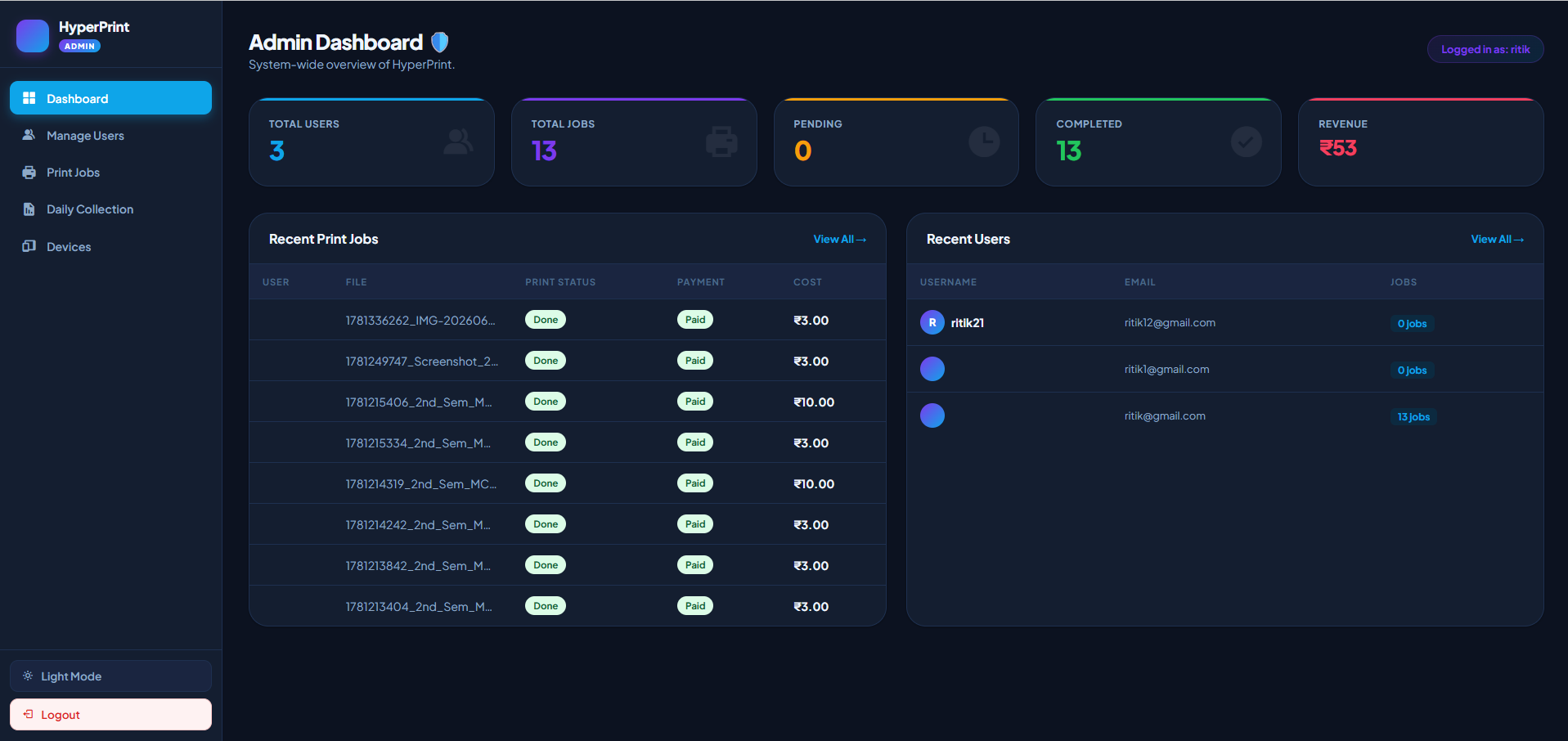 Admin Dashboard